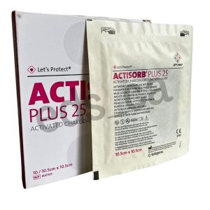 ACTISORB  PLUS 25 - 10,5 cm x 10,5 cm - Apósito de carbón activado con Plata - Systagenix
