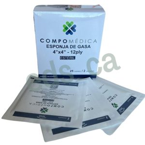 Gasa 4" x 4" x 2 Pliegos 10 cm  x 10 cm Estéril Cajita x 25 Unds - Compomedica