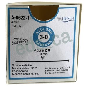 Sutura Prolene 3/0 AZULENE Aguja Recta Hebra Azul Equivalente = 8622H - HIRSCH - Imagen 2