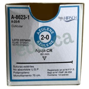 Sutura Sutura Prolene 2/0 AZULENE Aguja Recta Cortante No Absorbible 60 cm Equivalente = 8623H - HIRSCH - Imagen 2