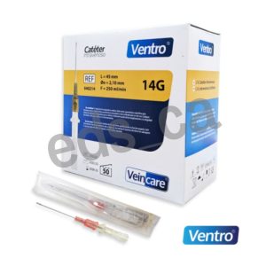 Catéter Intravenoso Ventro 14 Ga x 45 mm Naranja = Jelco - VeinCare