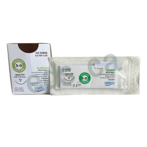 Sutura Nylon 5/0 CUTILON Aguja 3/8 o C 20 mm Curva Cortante No Absorbible  Hebra Negra Monofilamento de 45 cm Cuticular Equiv = 14501T - HIRSCH - Imagen 2