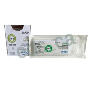 Sutura Nylon 10/0 CUTILON Aguja Doble Armada 2S6.2 3/8 o C 6.2 mm Curva Espatulada No Absorbible  Hebra Negra Monofilamento de 30 cm Oftalmica Equiv = 9003 - HIRSCH - Imagen 2