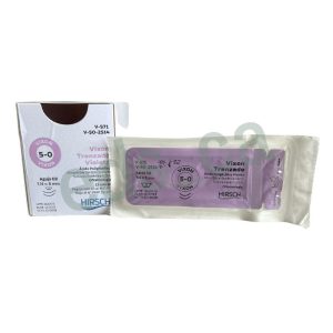 Sutura Vicryl 5/0 VIXON Doble Aguja de 1/4 o E 8 mm Punta Cortante Absorbible Hebra Violeta de 45 cm Equivalente = J571H - HIRSCH - Imagen 2