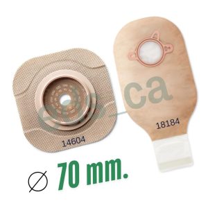 Placa para Ostomia No. 70 mm / Colostomia con Microporo, Aro Flotante y Bolsa abierta No. 70 mm con Filtro y cierre Lock roll  New Image - Hollister