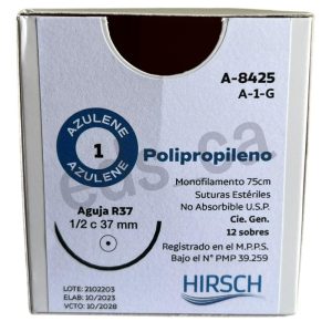 Sutura Prolene 1 AZULENE Aguja Curva 37 mm o ½ c  No Absorbible 75 cm Equivalente = 8425T - HIRSCH - Imagen 2
