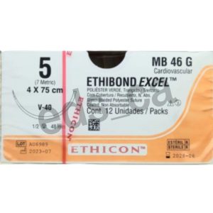 ETHIBOND 5  Excel Aguja CT ½ Curva de 48 mm V40 4 hebras x 75 cm  - ETHICON - Imagen 2
