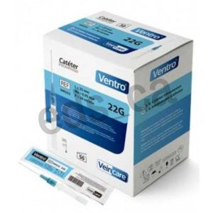 Catéter Intravenoso Ventro 22 Ga x 25 mm color Azul = Jelco - VeinCare