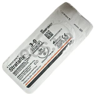 STRATAFIX 3-0 Spiral Monocryl Plus Aguja SH ½c Curva de 26 mm Cónica Unidireccional x 23 cm Barbada - ETHICON