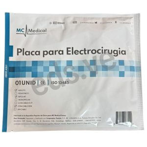 Placa para paciente con Gel autoadhesivo y Cable tipo (REM) Bipolar - Bilobulada - Mc Medical