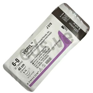 Vicryl 6-0 doble Aguja 2 S-14 1/4 Curva roma de 8.0 mm x 45 cm hilo azul J570 - ETHICON