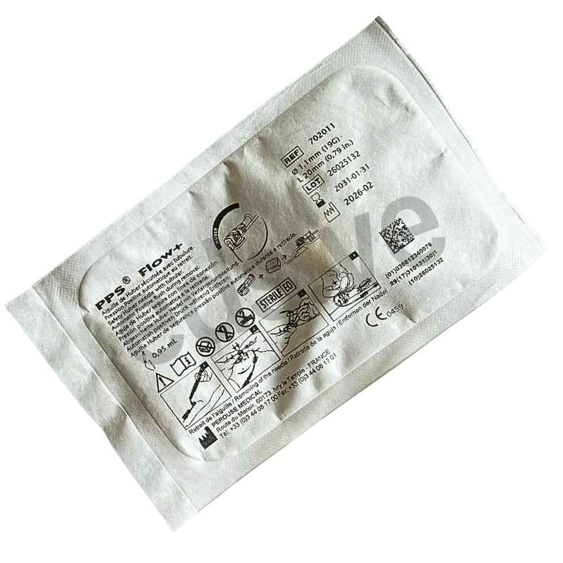 Polyperf Safe PPS Flow+ 19G x 20 mm Aguja Huber de Seguridad con Linea - Perouse Medical