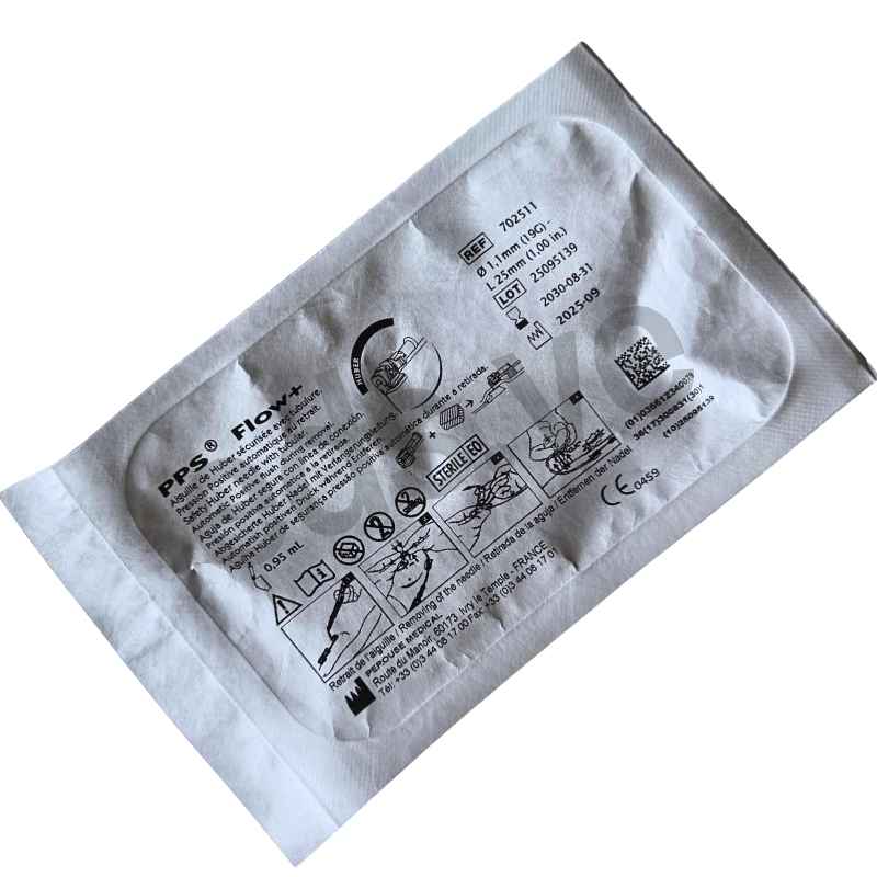 Polyperf Safe PPS Flow+ 19G x 25 mm Aguja Huber de Seguridad con Linea - Perouse Medical