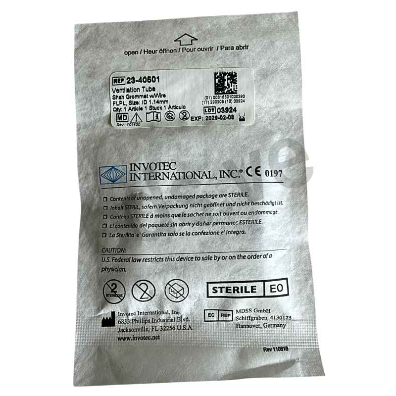 Tubo Ventilatorio Shah Grommet Size ID 1.14 mm con alambre Cod 23-40501 - Invotec